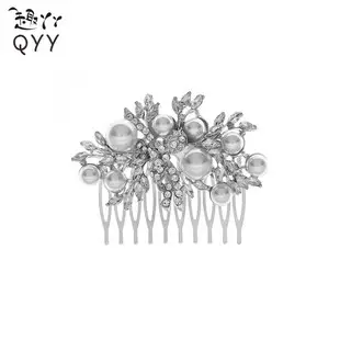 European Pearl Leaf Hair Comb for Bridal Wedding — feature 9