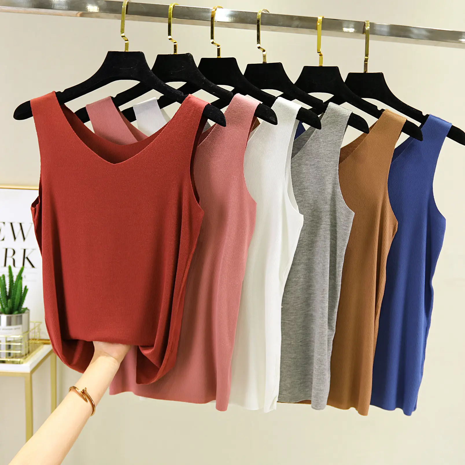 Black V-Neck Sleeveless Vest for Women