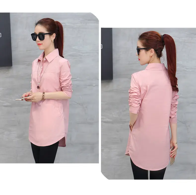 Women Long Sleeve Shirt Maroon Slim Fit Spring Wear — feature 6