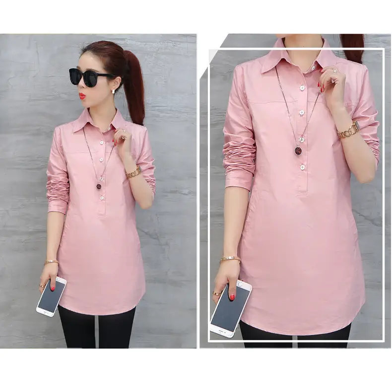 Women Long Sleeve Shirt Maroon Slim Fit Spring Wear — feature 9