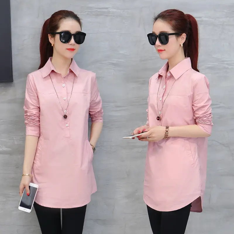Women Long Sleeve Shirt Maroon Slim Fit Spring Wear