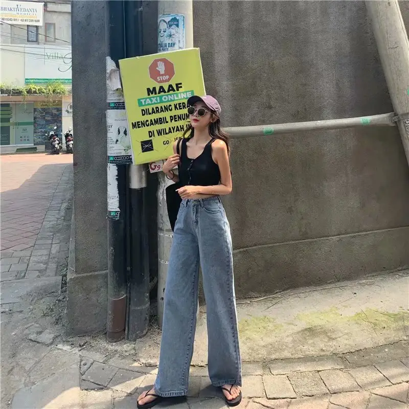 Wide Leg Jeans Women Loose 2023 Winter New Hong Kong Style - Image 8
