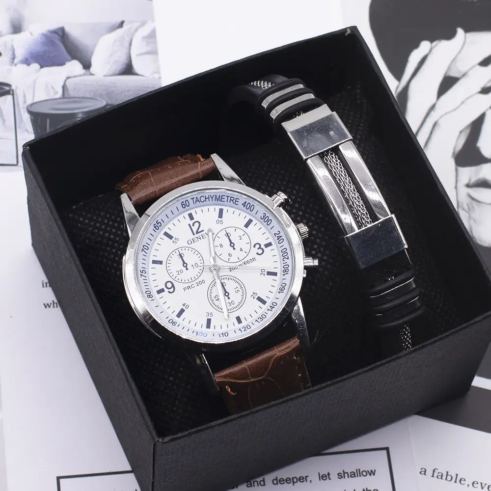 Men Chronograph Watch with Blue Light Glass & Black Strap - Image 4