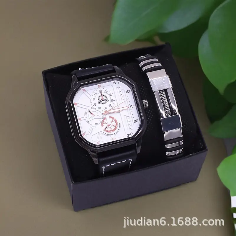 Men Chronograph Watch with Blue Light Glass & Black Strap - Image 10