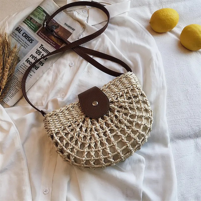Women's woven straw shoulder bag Mori pastoral style 2020 - Image 2