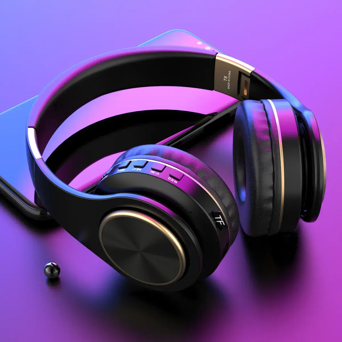 Wireless Bluetooth Headset with Gold Finish