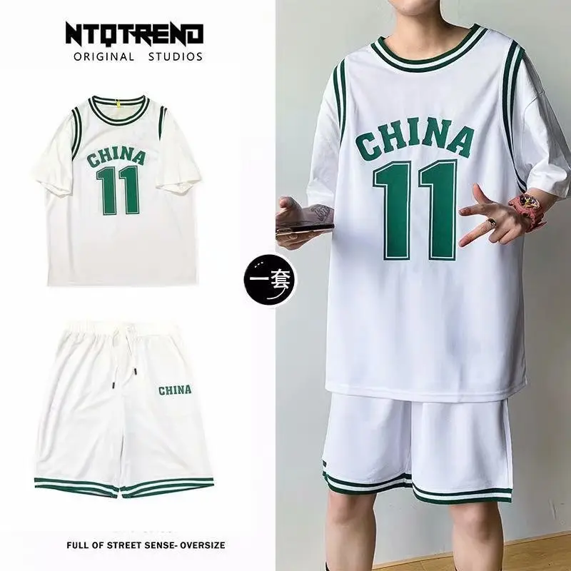 Men China 11 Jersey Shorts Set Summer Casual Sport - Image 3