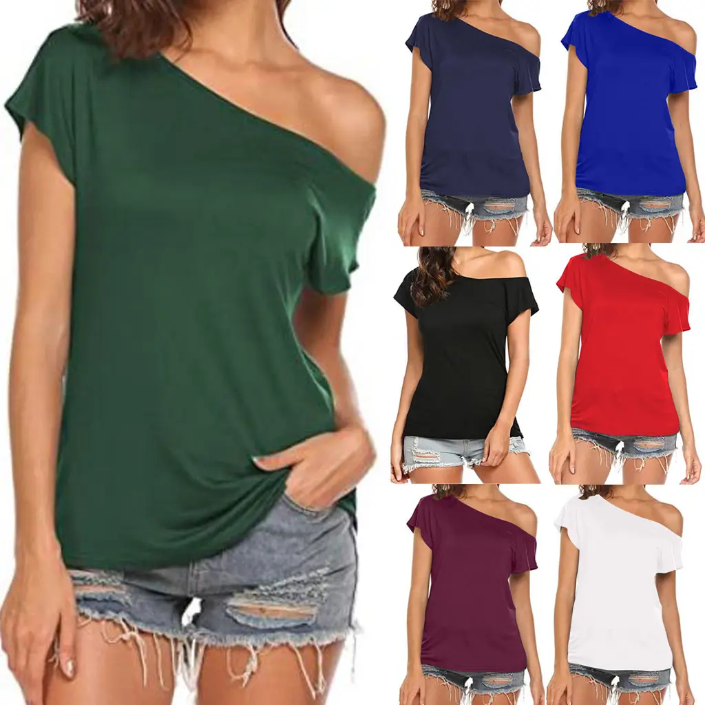 Women Green Off-Shoulder T-Shirt Casual Summer - Image 12