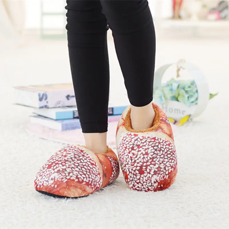 Personalized Creative Bread Toast Soft and Comfortable Home Toy Slippers Indoor Floor Non-Slip Plush Cotton Slippers - Image 2