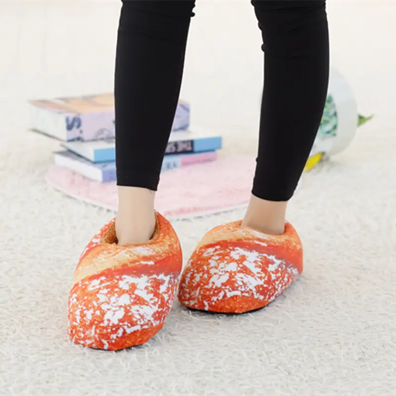 Personalized Creative Bread Toast Soft and Comfortable Home Toy Slippers Indoor Floor Non-Slip Plush Cotton Slippers - Image 3