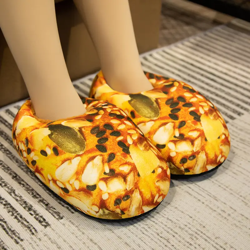 Personalized Creative Bread Toast Soft and Comfortable Home Toy Slippers Indoor Floor Non-Slip Plush Cotton Slippers - Image 5