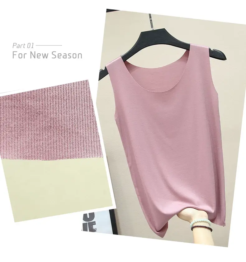 Women's Pink Modal Sleeveless Camisole Large Size — feature 11