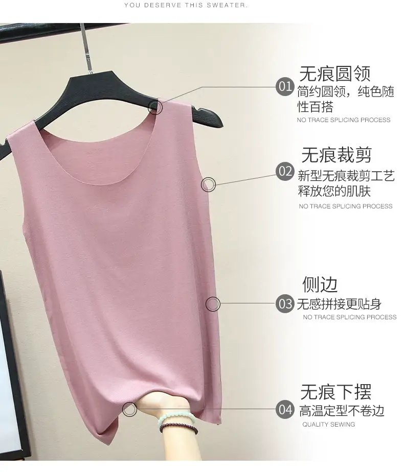 Women's Pink Modal Sleeveless Camisole Large Size — feature 5