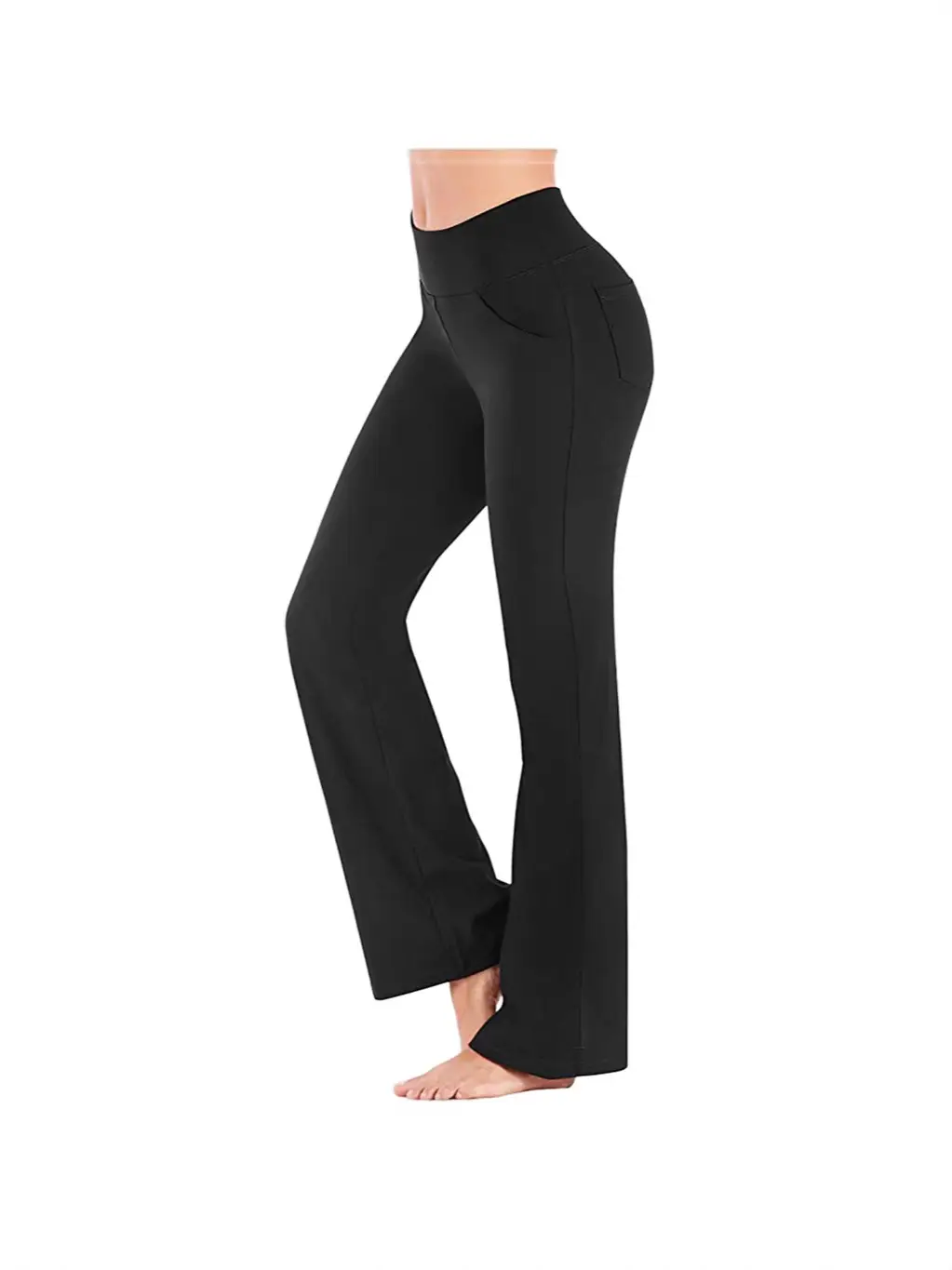 Black Micro-Width High Waist Yoga Pants for Women - Image 20