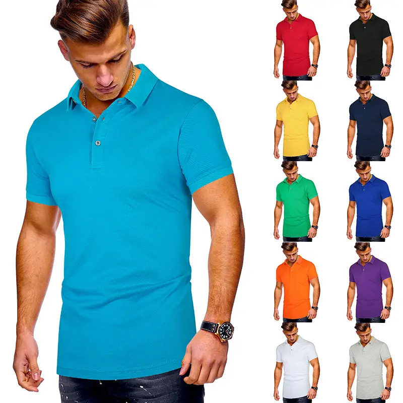 Men's 2020 Summer Polo Shirt Solid Color European Size - Image 13