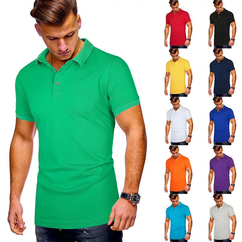 Men's 2020 Summer Polo Shirt Solid Color European Size - Image 15