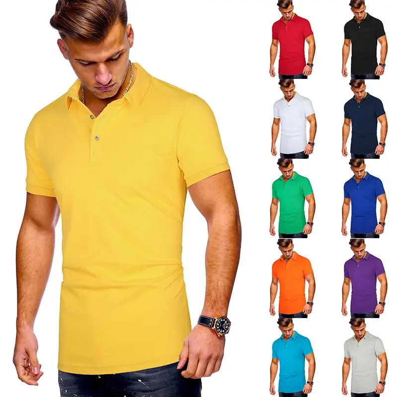 Men's 2020 Summer Polo Shirt Solid Color European Size - Image 16