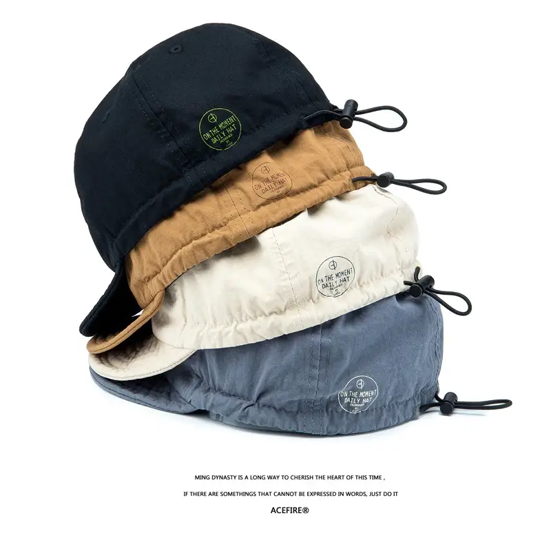 American Retro Drawstring Cap for Men Women Washable Soft Top - Image 4