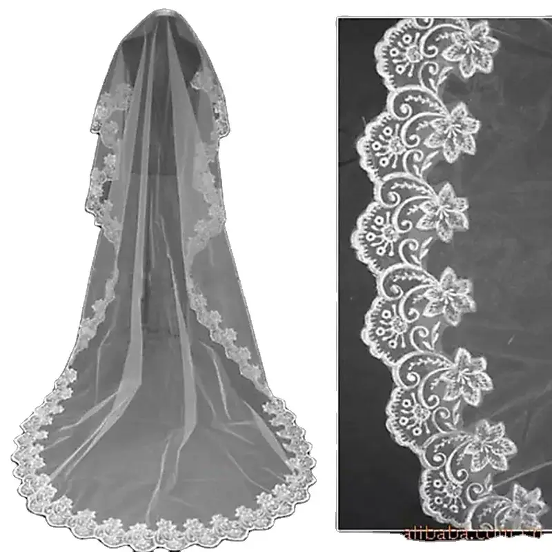 Lace Lace Veil for Weddings Single Layer 3m - Image 8