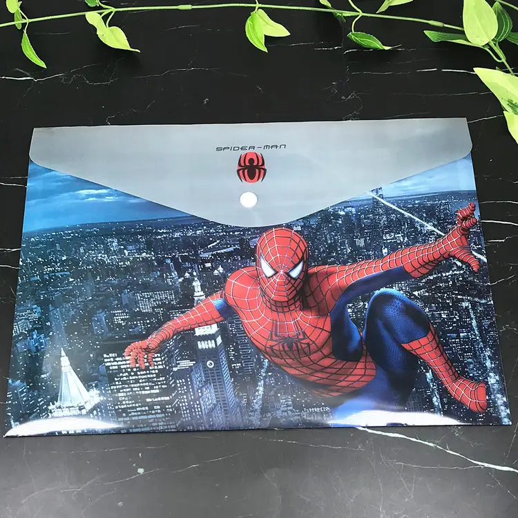 Student file bag creative stationery Spider Man a4 cartoon buckle bag file set folder children's storage bag