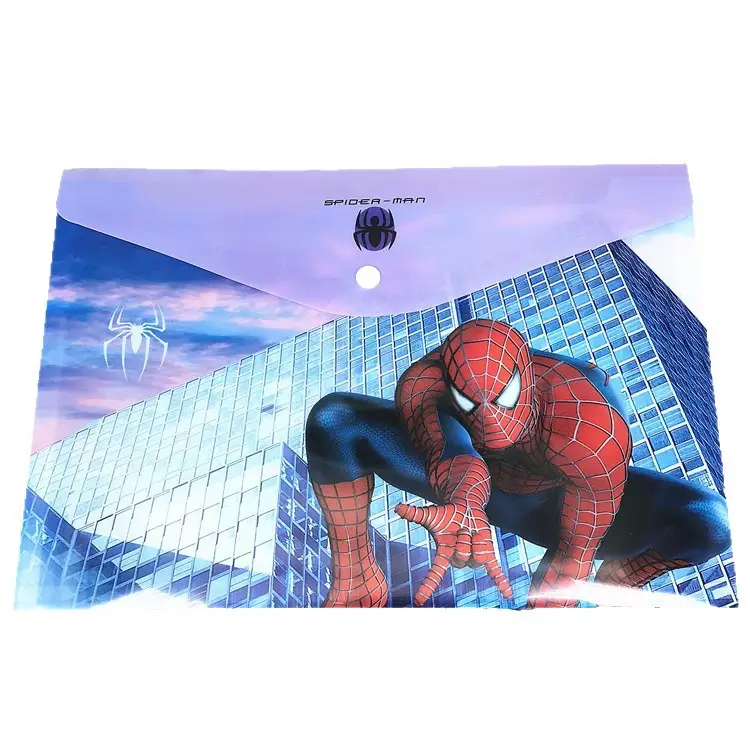 Student file bag creative stationery Spider Man a4 cartoon buckle bag file set folder children's storage bag