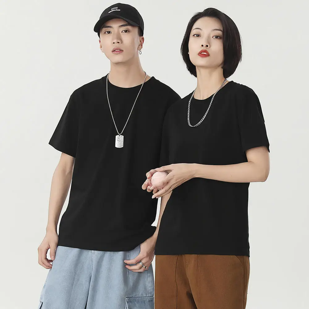 Black Cotton T-Shirt with Embroidered Logo for Men & Women - Image 4