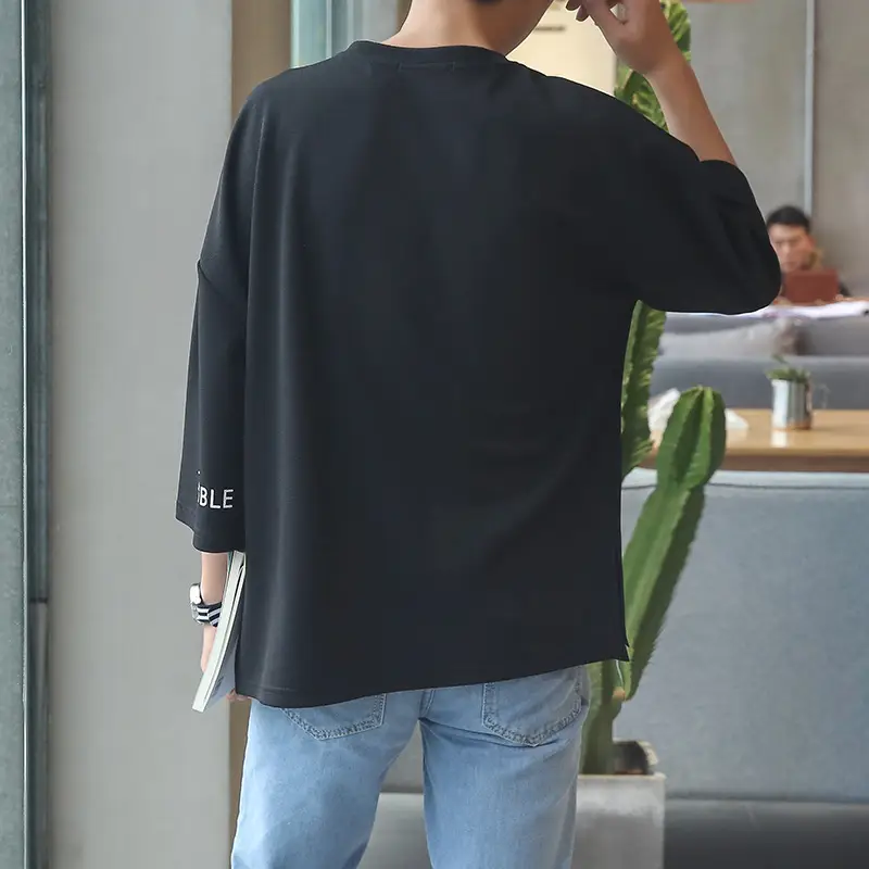 2020 Loose White Japanese Style 7-Sleeve T-Shirt - Image 6