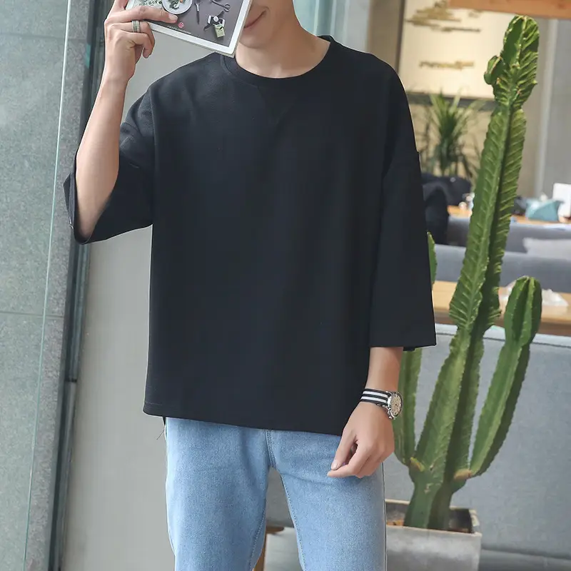 2020 Loose White Japanese Style 7-Sleeve T-Shirt - Image 7
