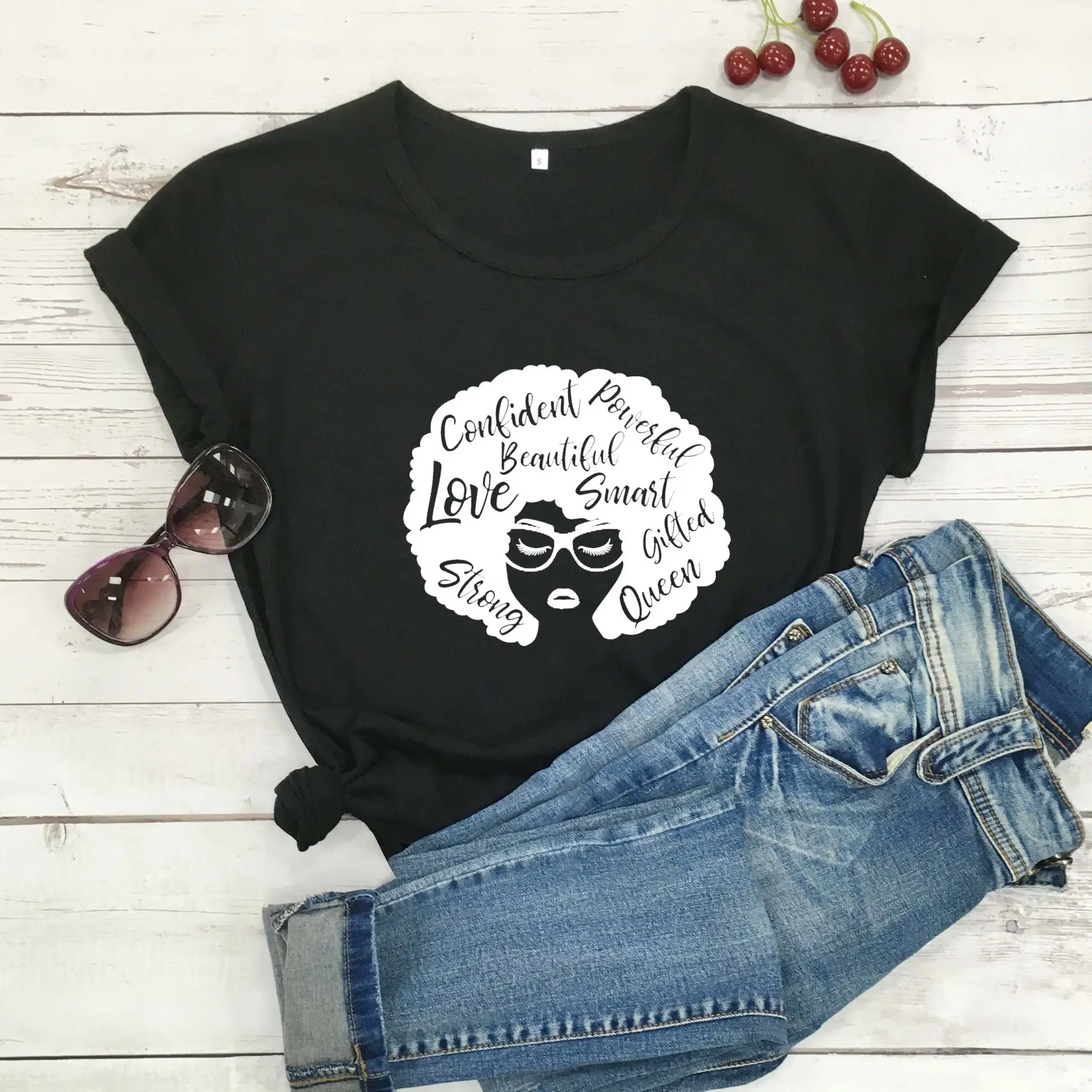 Confident Girl Love Queen T-Shirt Yellow Short Sleeve - Image 2