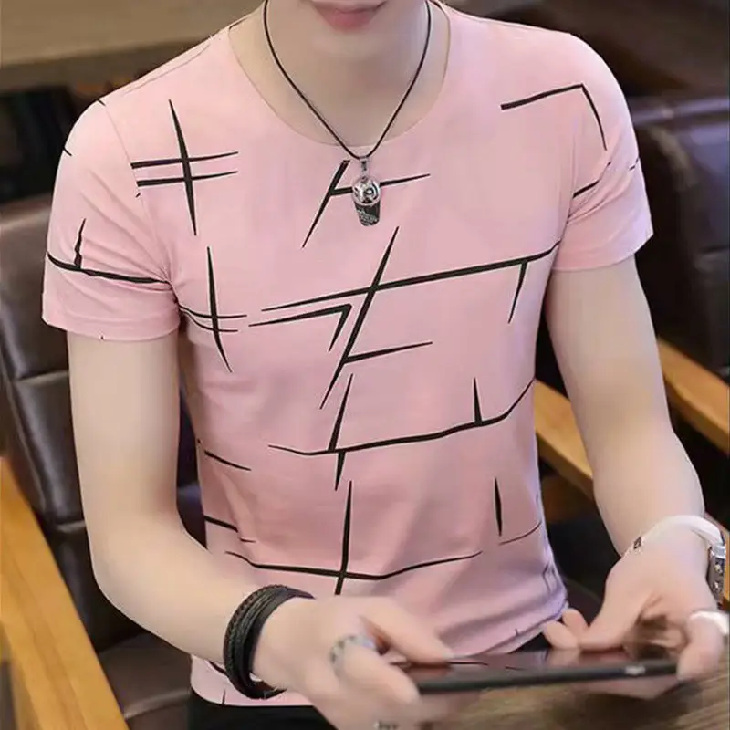 Men White Slim Fit T-Shirt Summer Casual All Match - Image 3