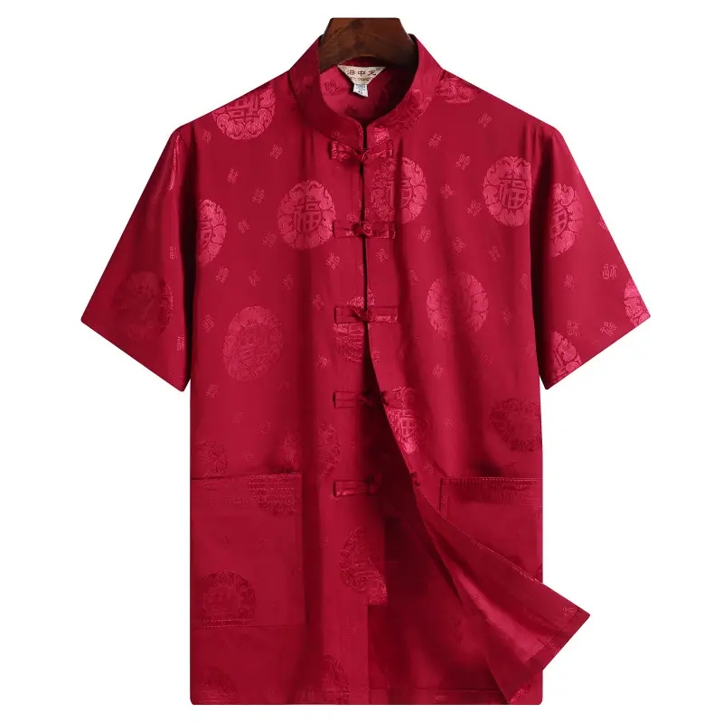 Men's Blue Dragon Print Tang Suit Shirt with Buckle - Image 6