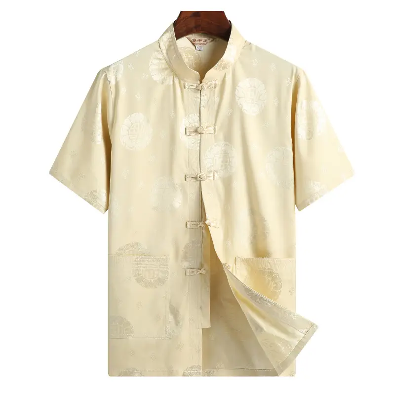 Men's Blue Dragon Print Tang Suit Shirt with Buckle - Image 8