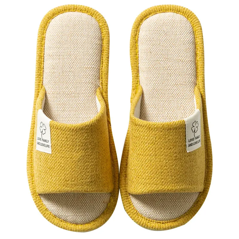 Slippers Household Women's Summer Home Indoor Floor Non-Slip Four Seasons Universal Men's Spring and Autumn Home Linen Slippers Cotton Linen