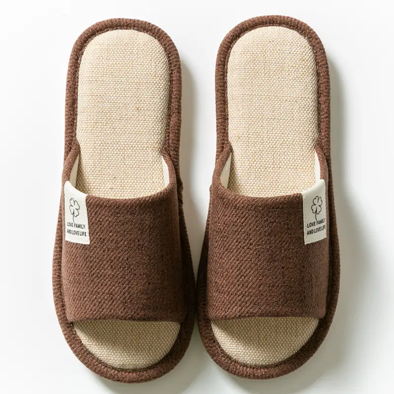 Slippers Household Women's Summer Home Indoor Floor Non-Slip Four Seasons Universal Men's Spring and Autumn Home Linen Slippers Cotton Linen