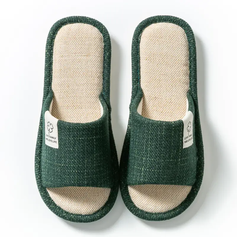 Slippers Household Women's Summer Home Indoor Floor Non-Slip Four Seasons Universal Men's Spring and Autumn Home Linen Slippers Cotton Linen