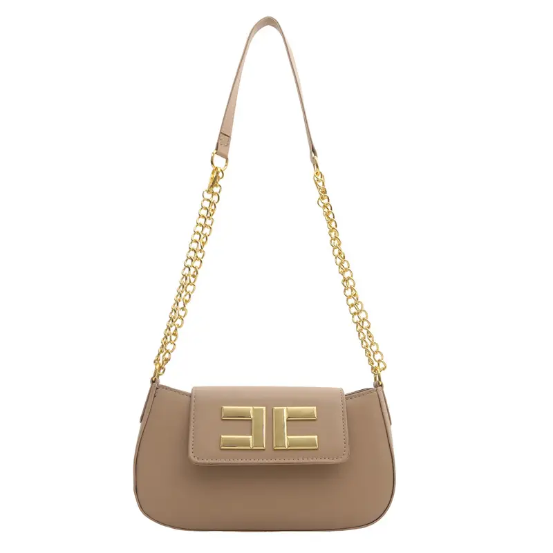 White Chain Shoulder Bag with Gold Embroidery - Image 9