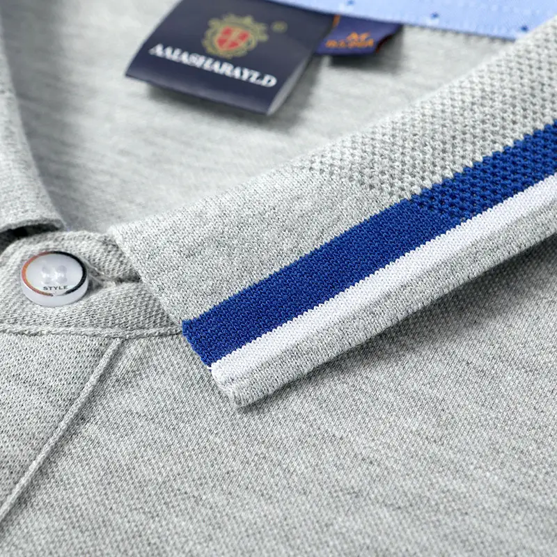 Men Blue Stripe Polo Shirt 50% Cotton Collar - Image 13