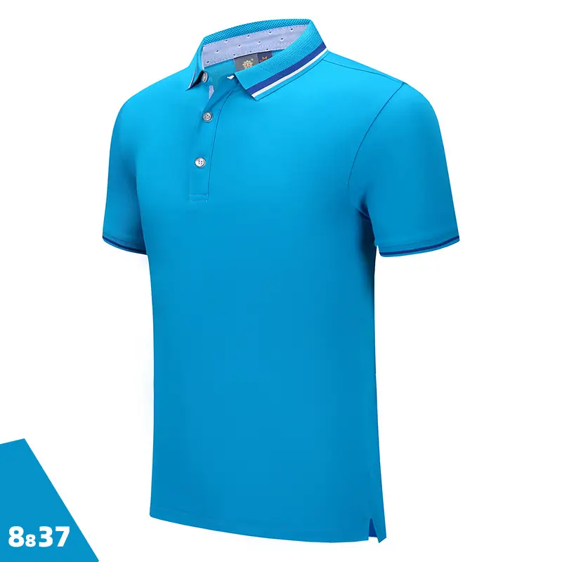 Men Blue Stripe Polo Shirt 50% Cotton Collar - Image 10