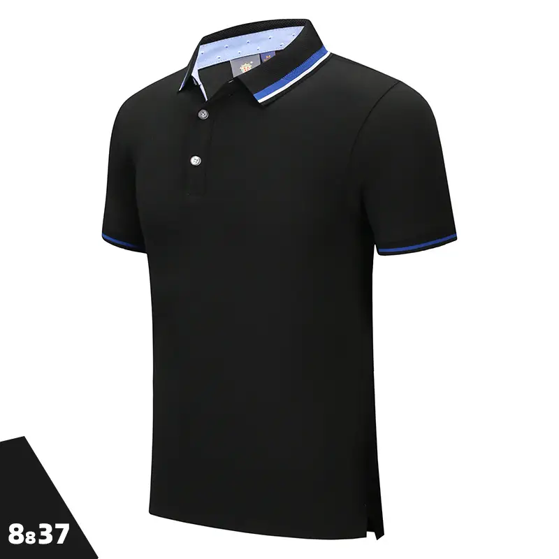 Men Blue Stripe Polo Shirt 50% Cotton Collar - Image 3