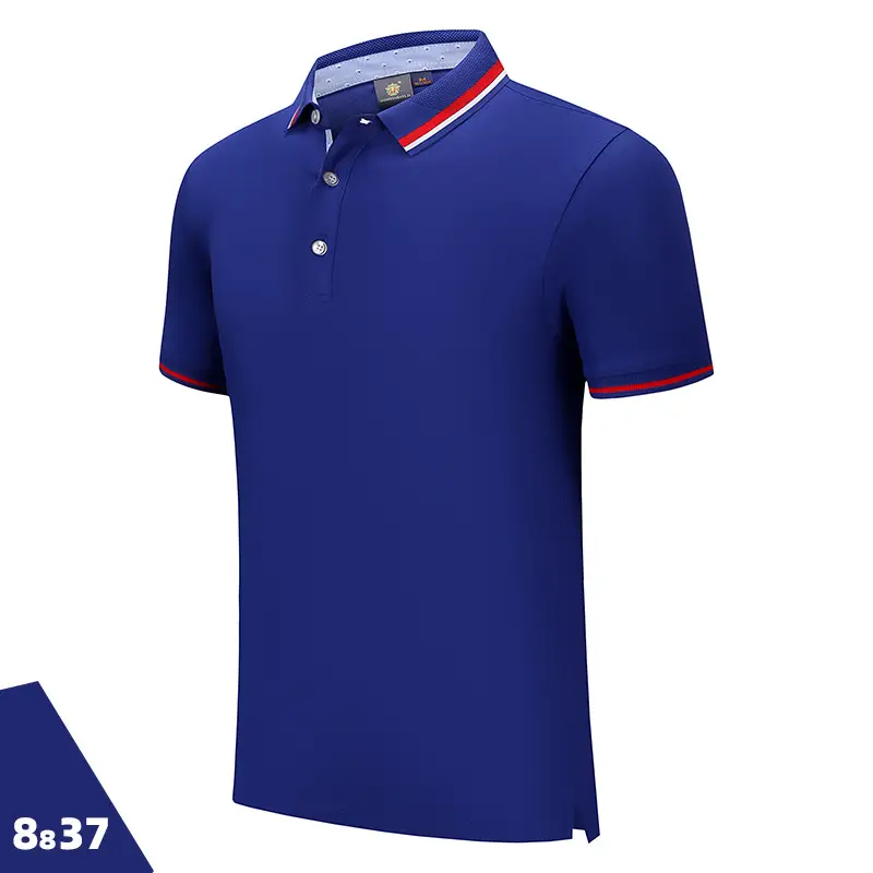 Men Blue Stripe Polo Shirt 50% Cotton Collar - Image 5