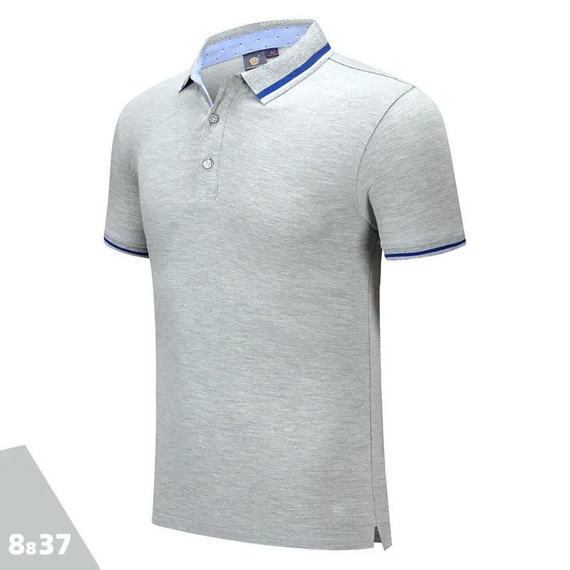 Men Blue Stripe Polo Shirt 50% Cotton Collar - Image 6