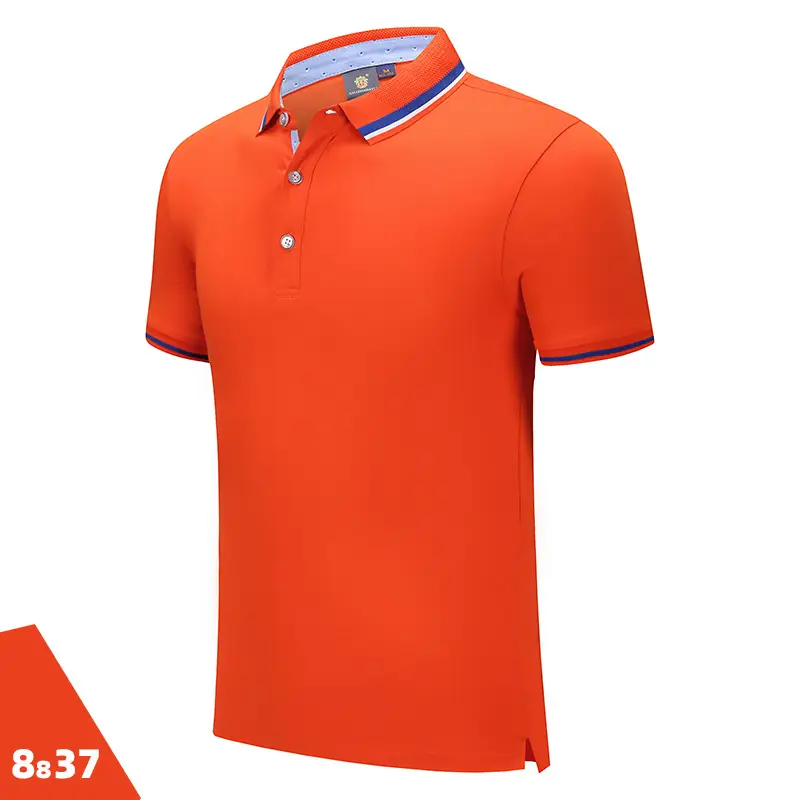 Men Blue Stripe Polo Shirt 50% Cotton Collar - Image 8