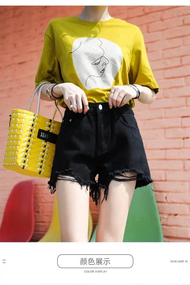 Women Black Ripped High Waist Shorts 2020 — feature 1