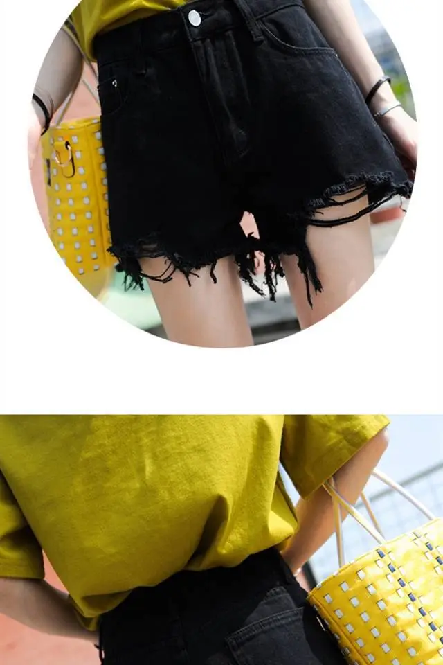 Women Black Ripped High Waist Shorts 2020 — feature 5