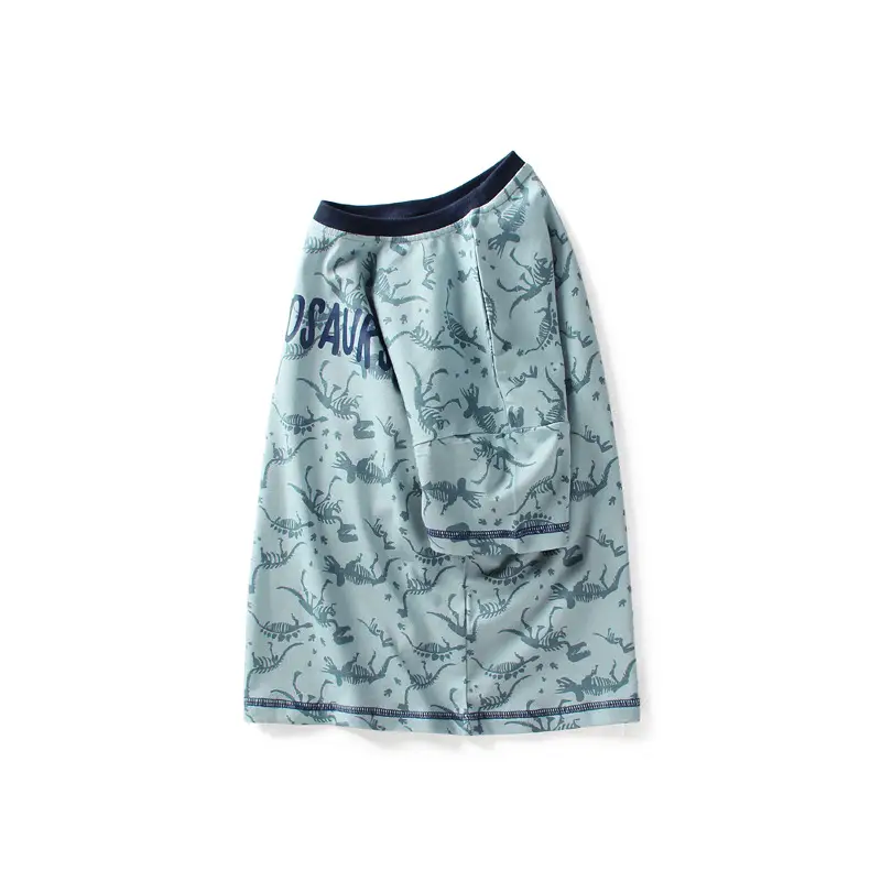 Kids Printed Cotton T-Shirt Light Blue Long Sleeve - Image 5