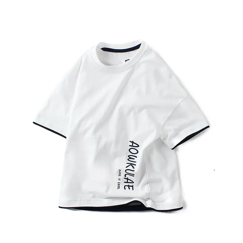Kids Printed Cotton T-Shirt Light Blue Long Sleeve - Image 6