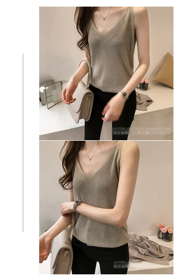 Women Silk V-Neck Camisole Set Brown — feature 8