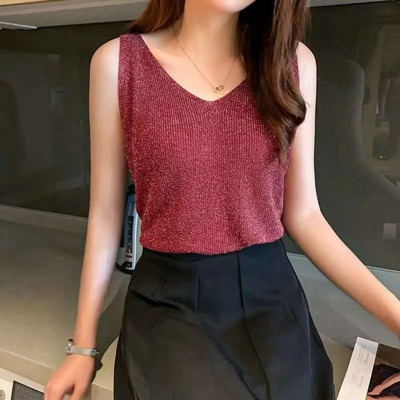 Women Silk V-Neck Camisole Set Brown - Image 8
