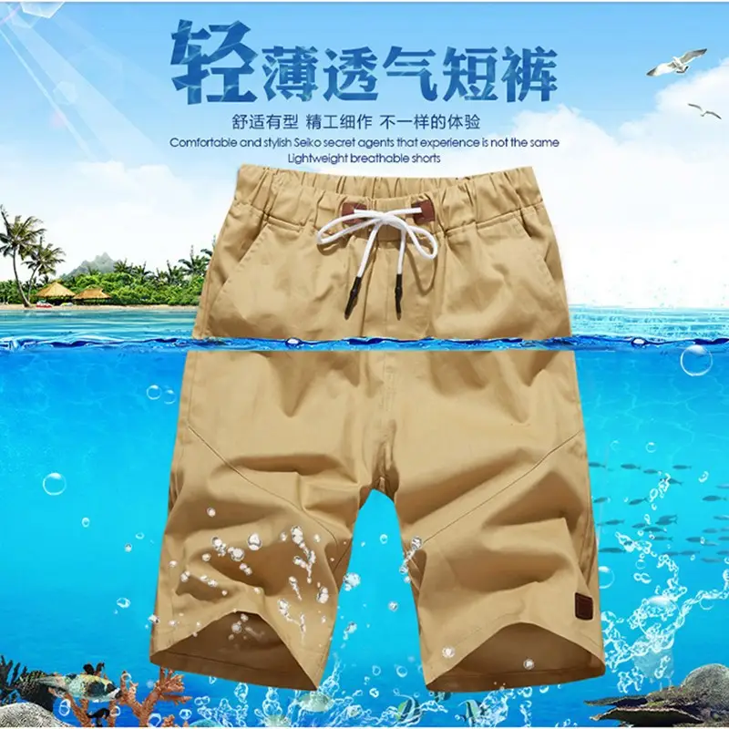 Men Cotton Shorts Beige Plus Size Breathable - Image 6