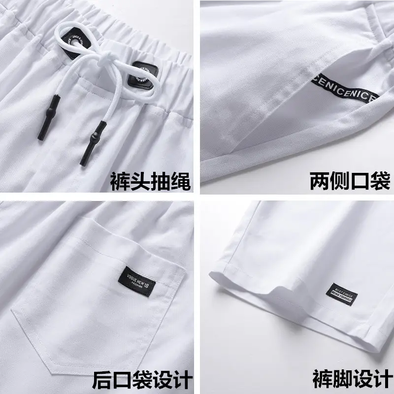 Men Cotton Shorts Beige Plus Size Breathable - Image 7